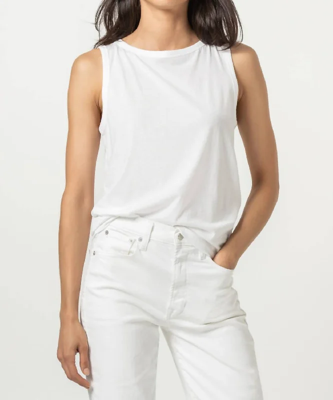 Major Savings Pima Jersey Boatneck Shell In White