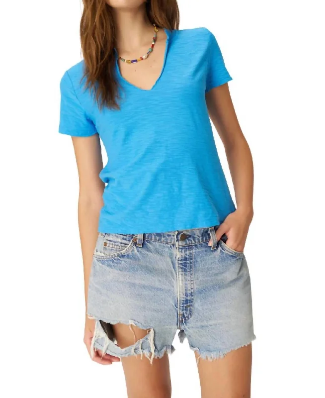 Online Only Plata Notched Tee In Blue Lagoon
