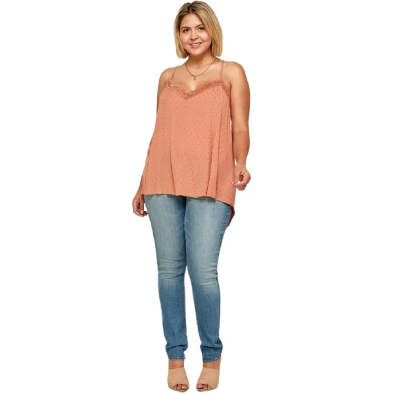Savings Event Plus Size, Clip Dot Solid Cami Tunic