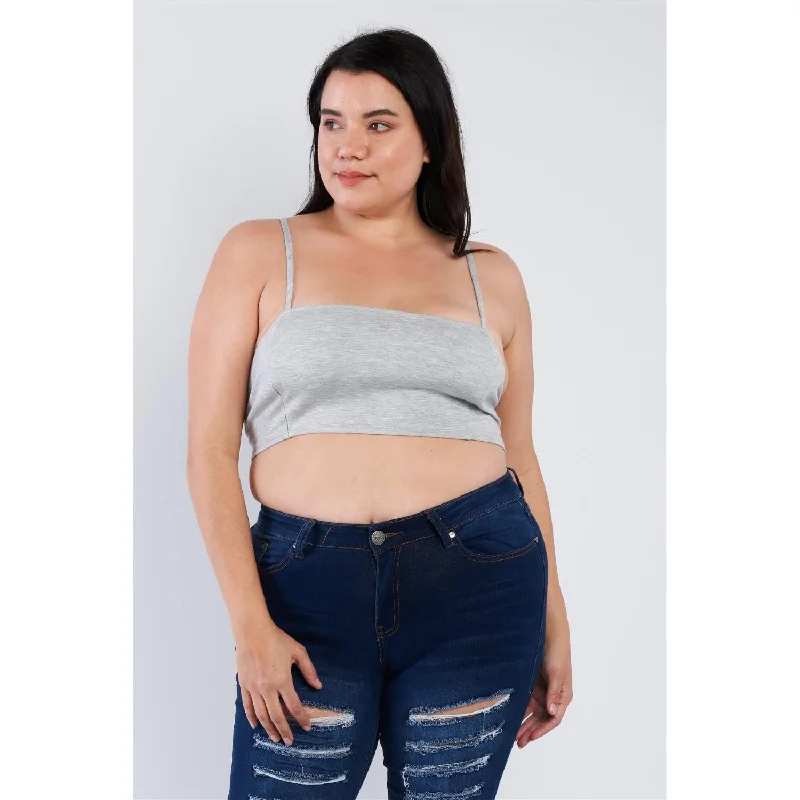 Savings Bonanza Plus Size Open Stripe Back Cami Strap Athletic Lounge Bra
