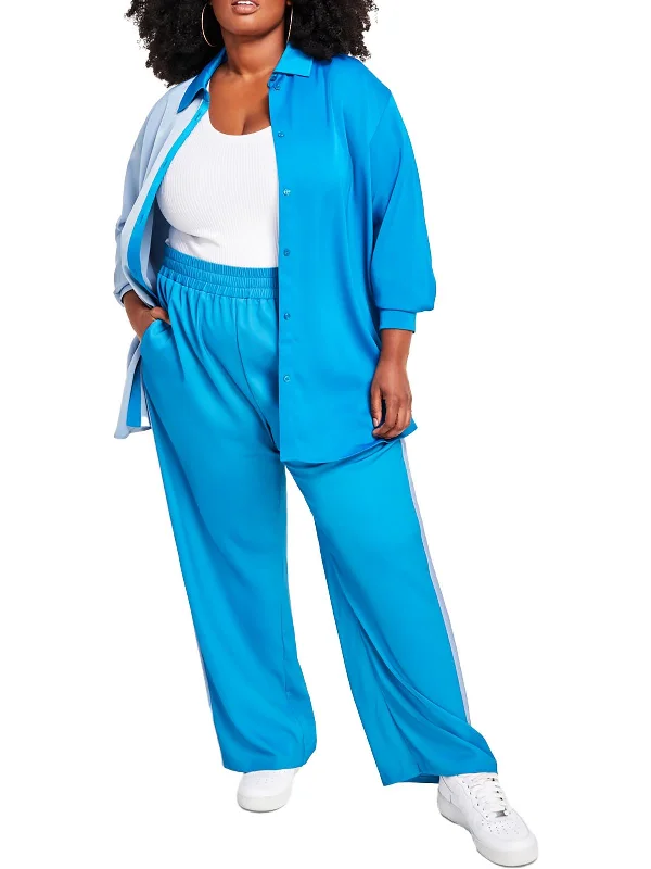 Sale Event Plus Womens Colorblock Sheen Blouse