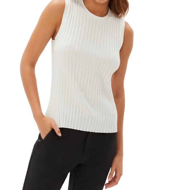 Price Rollback Pointelle Stitch Knit Tank Top In White