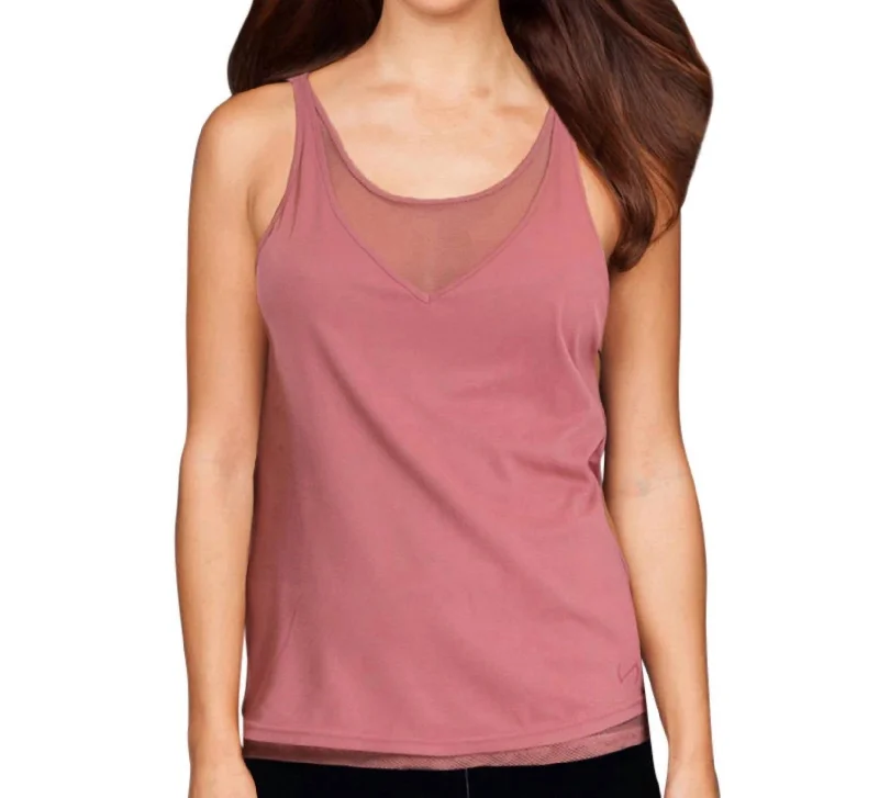 Loyalty Reward Prima Canyon V Neck Mesh Underlay Tank Top In Pink