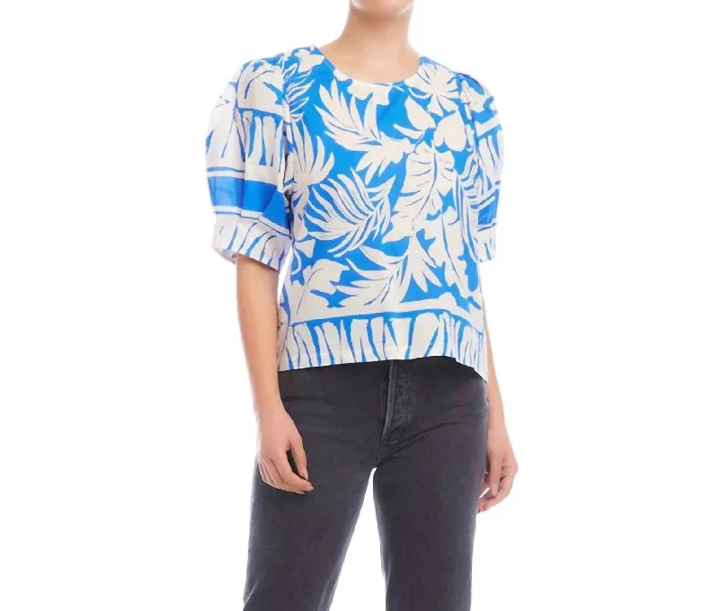 Deal Mania Puff Blouse In Blue