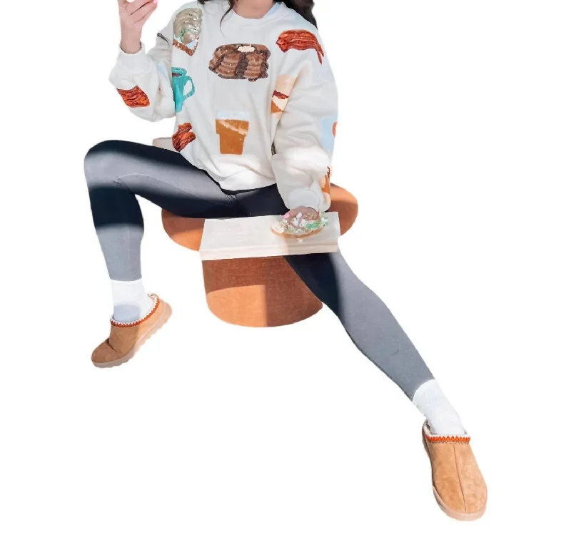 Savings Spectacular Queen Of Breakfast Sweatshirt In White