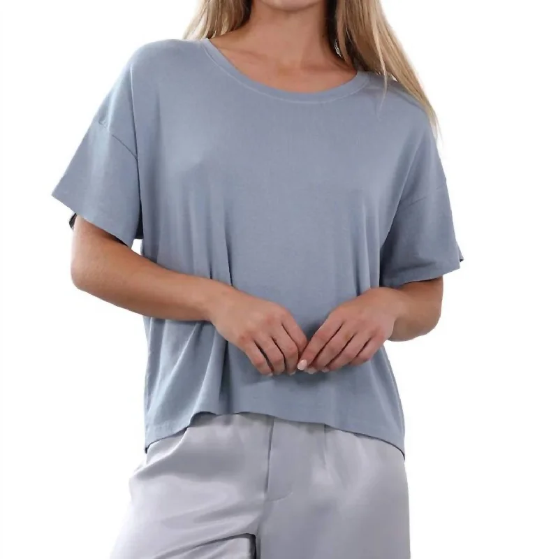 Holiday Sale Ricky Rib Short Sleeve Crew Neck Shirt In Morning Blue