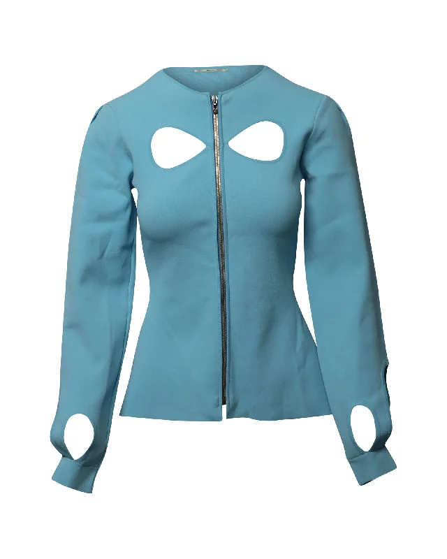 Flash Sale Roland Mouret Cut Out Longsleeve Top in Blue Polyester