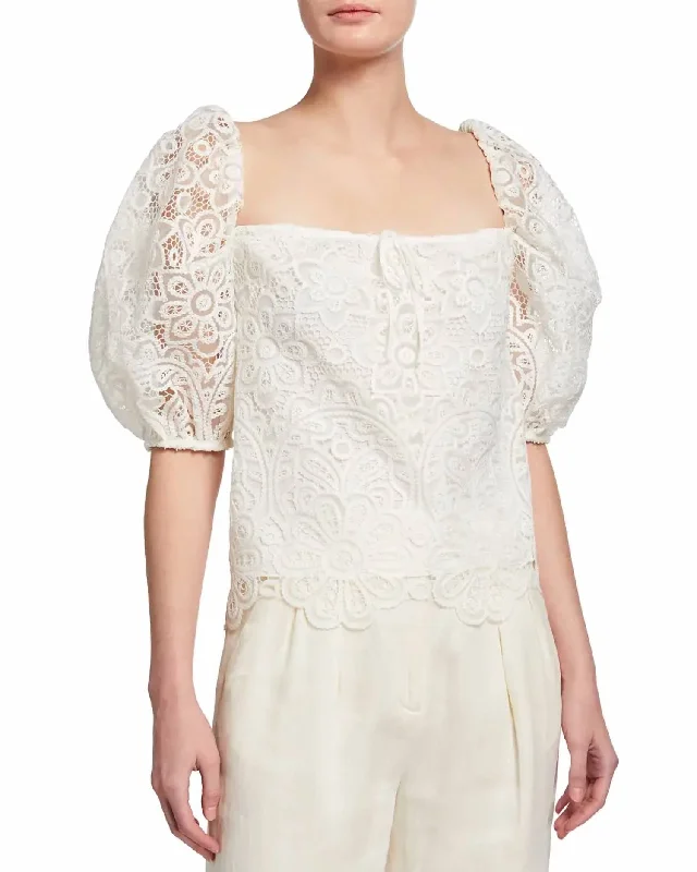Can't Miss Ruby Puff Sleeve Top In White