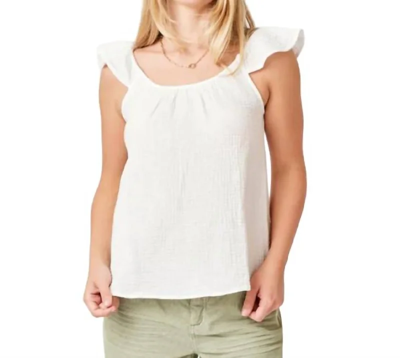Daily Deals Ruffle Corrine Cotton Gauze Tank In Cloud