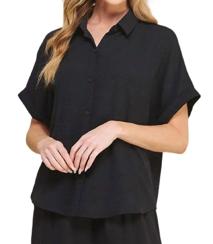 Early Access Sadie Short Sleeve Button Down In Black
