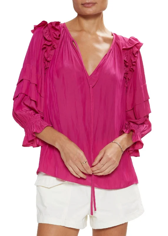 Mega Sale Samira Blouse In Wild Rose