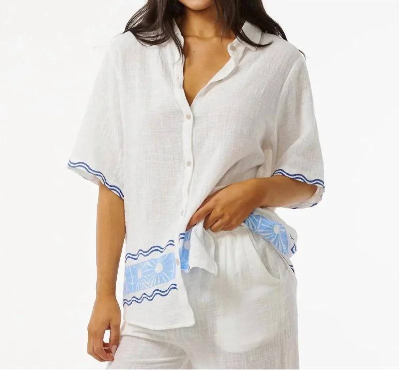 Limited Availability Santorini Sun Printed Shirt In 70 Blue