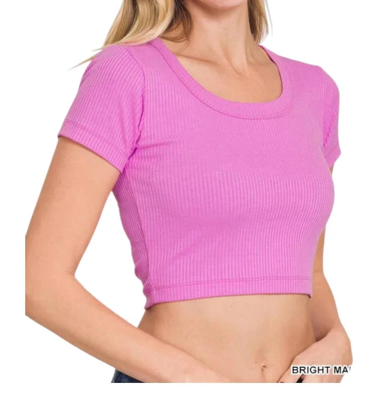 Best Deals Seamless Ribbed Crop Top In Bright Mauve