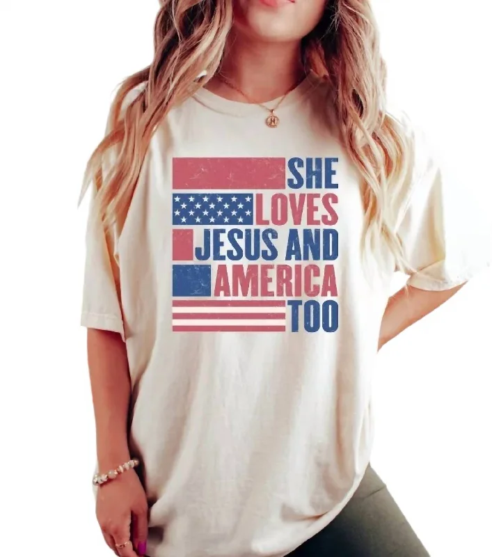 Final Markdown She Loves Jesus Tee Top In Cream