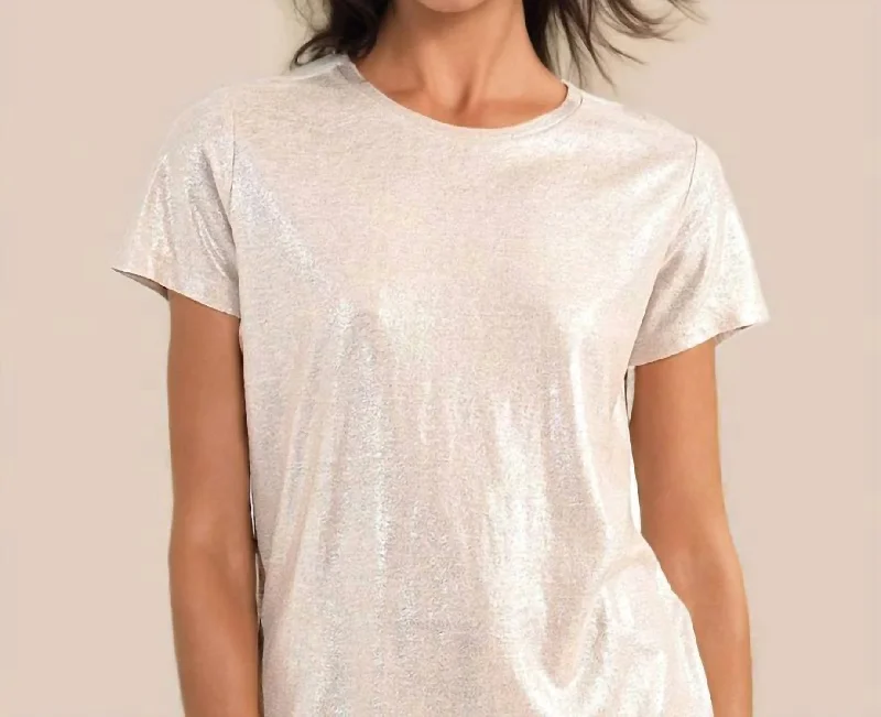 Quick Sale Shimmer Tee In Beige