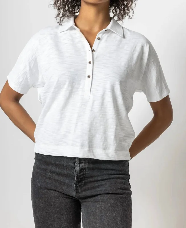 Amazing Deals Short Sleeve Dolman Polo Shirt In White