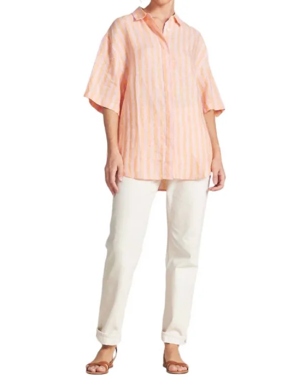 Early Access Sienna Button Down Shirt In Creamsicle Stripe
