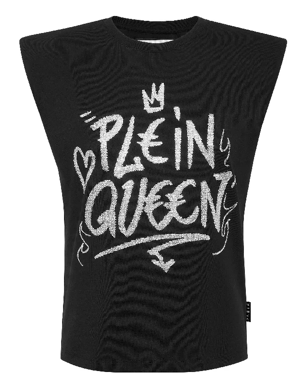 Special Price Sleeveless T-Shirt Sexy Pure with Crystals