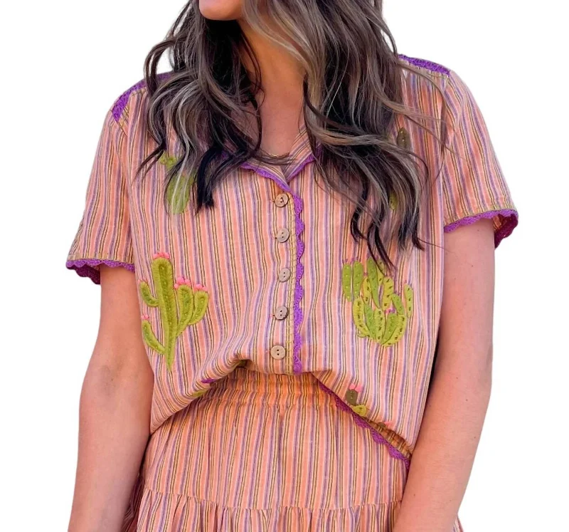 Big Discounts Socorro Button Down Top In Multi Stripe