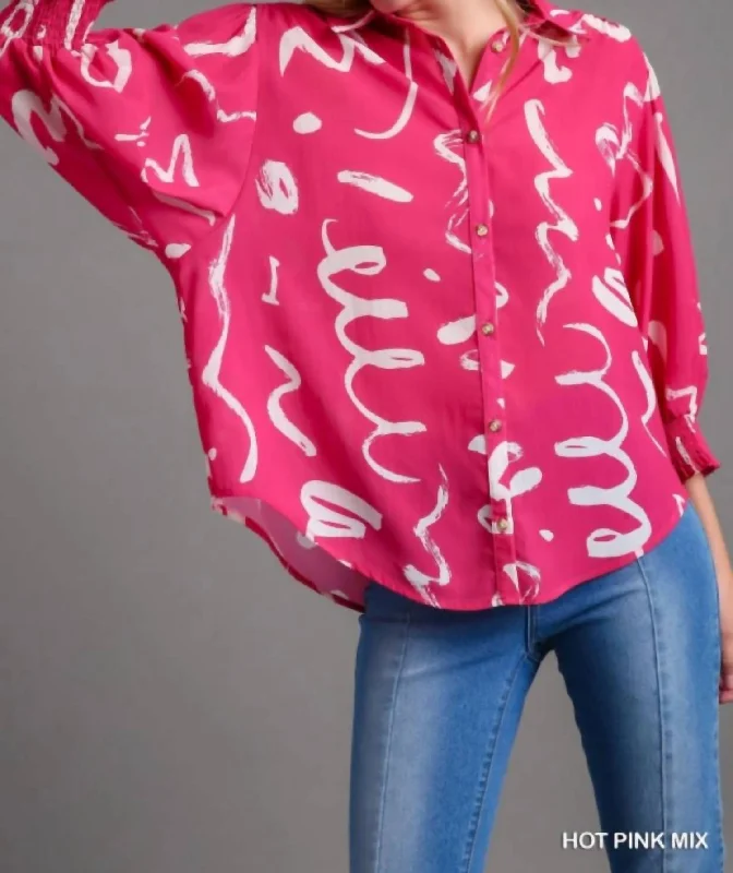 Hurry In Sometimes Good Top In Hot Pink Mix