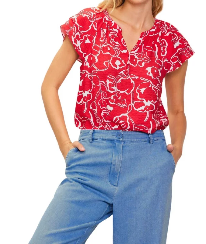 Today’s Special Split Neck Top In Red