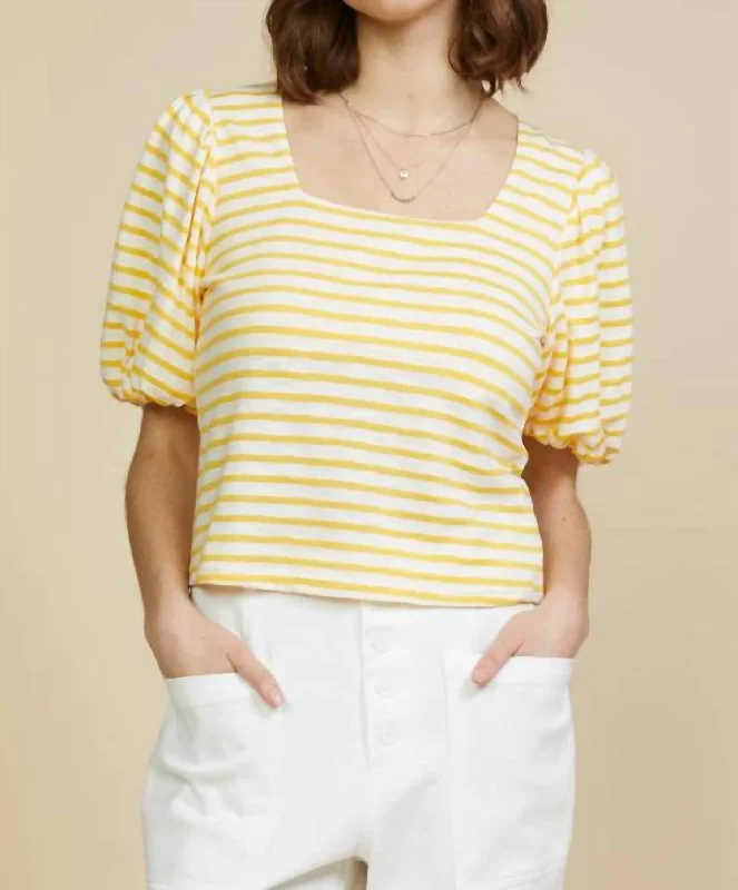 Price Meltdown Square Neck Striped Top In Yellow