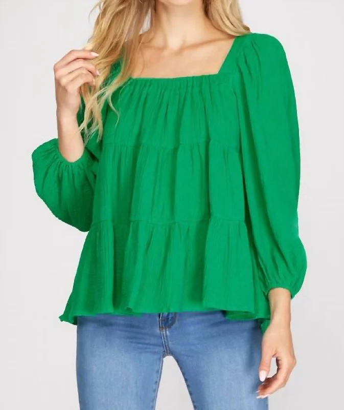 Bargain Blast Square Neck Top In Green