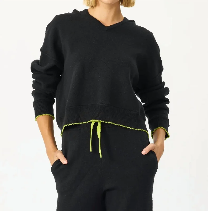 Discount Mania Stanton Hoodie Top In Black