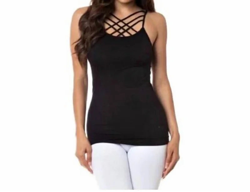 Price Cut Strappy Criss Cross Cami In Black