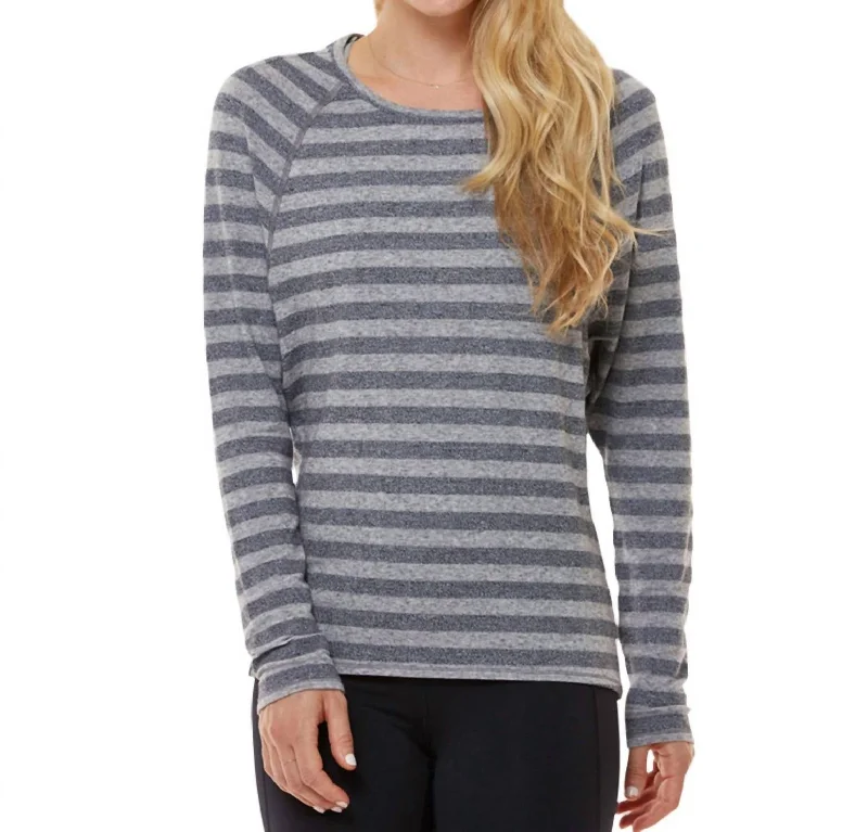 Year-End Sale Stripe Long Sleeve Tee In Heather Grey Stripe