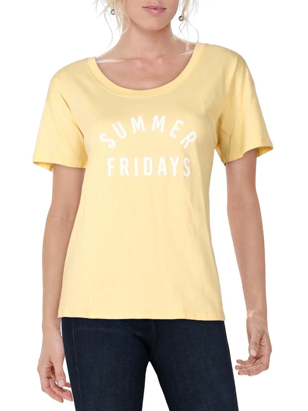 Shop and Save Summer Fridays Womens Cotton Graphic T-Shirt