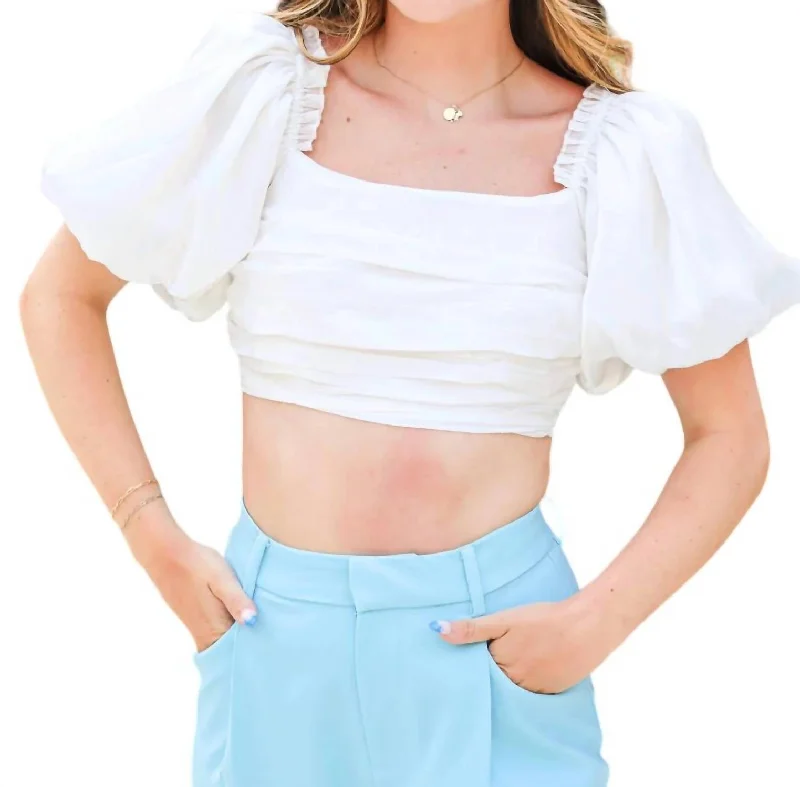 Act Now Sweet Love Crop Top In White