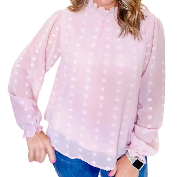 Today Only Swiss Dot Blouse In Pastel Rose