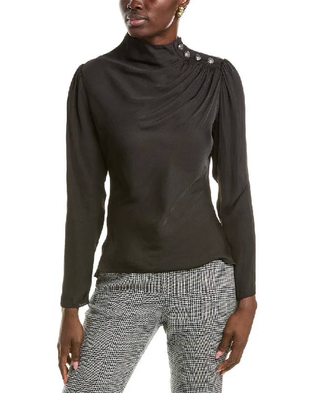 Closeout Sale T Tahari High-Neck Airflow Blouse