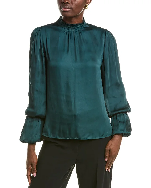 Act Now T Tahari Mock Neck Woven Blouse
