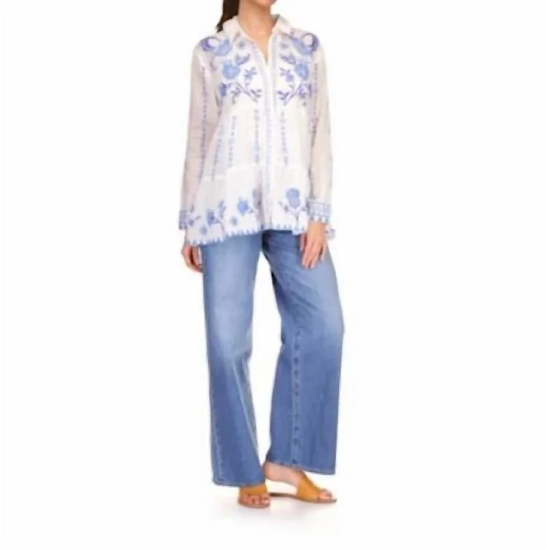 Sale Event Tarra Tiered Shirt Tunic In White