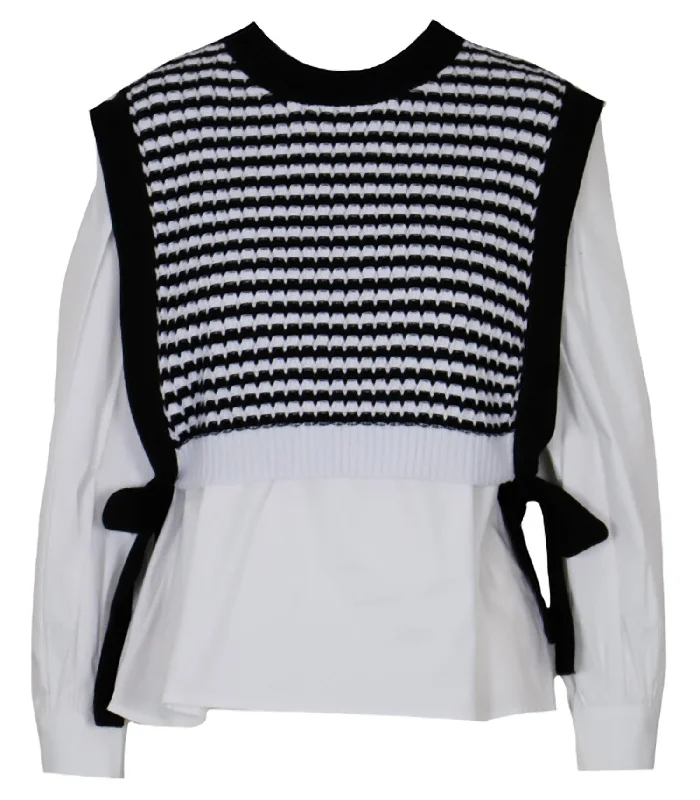 Deep Discounts The Billie Mixed Sweater In White And Black