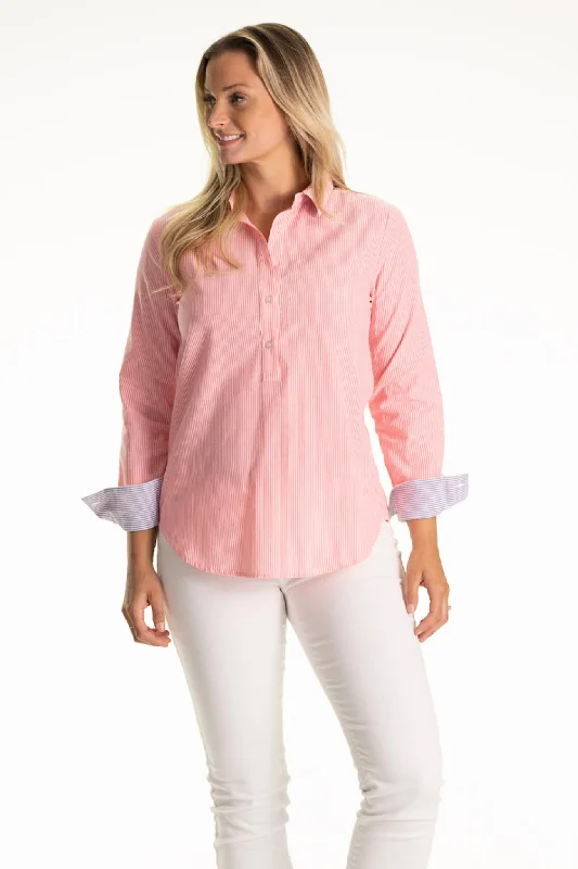 Great Deals The Seersucker Pointe Tunic in Neon Coral Seersucker