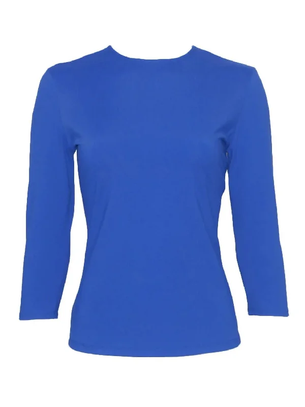 Super Savings Three Quarter Sleeve Shell Shirt In Royal Blue