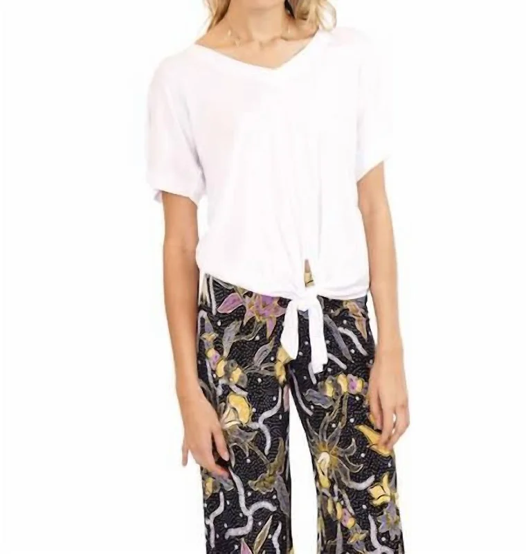 Best Bargains Tie Front Tee In White
