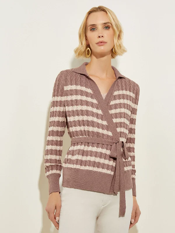 Special Price Tie-Waist Striped Soft Knit Tunic