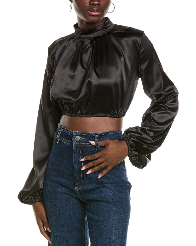 Anniversary Sale To My Lovers Mock Neck Crop Blouse