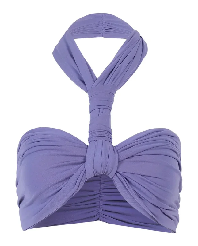 Closeout Sale Twist Halter Neck Ruched Cropped Top