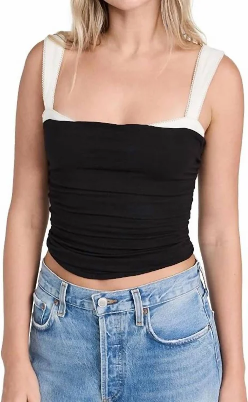 Quick Sale Two Tone Tank Top In Black
