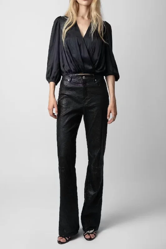 Seasonal Sale Tyfon Satin Blouse In Noir