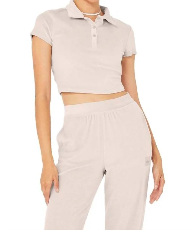 Massive Deals Velour Choice Polo In Dusty Pink