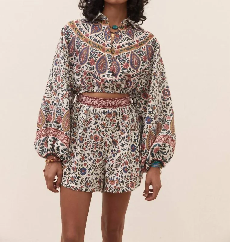 Savings Galore Verbena Collar Crop Blouse In White