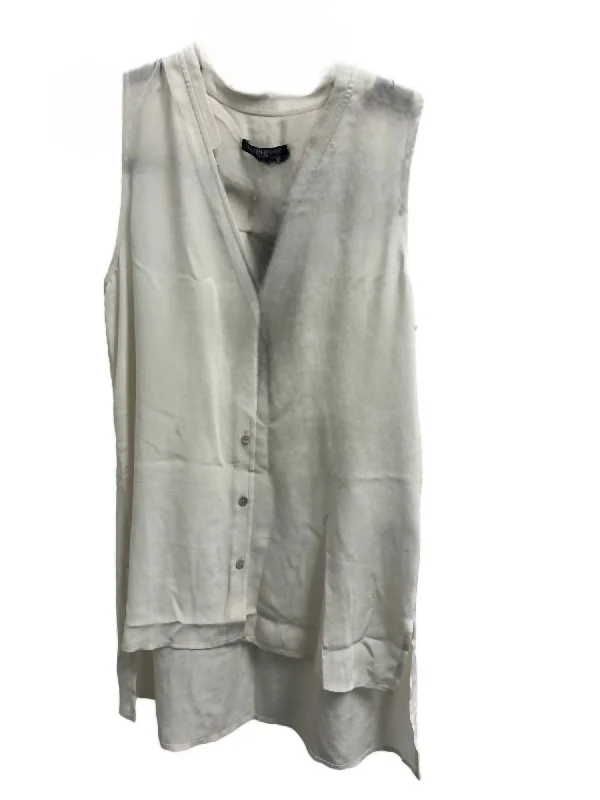 Super Deal Vneck Sleeveless Top - Petite In Bone