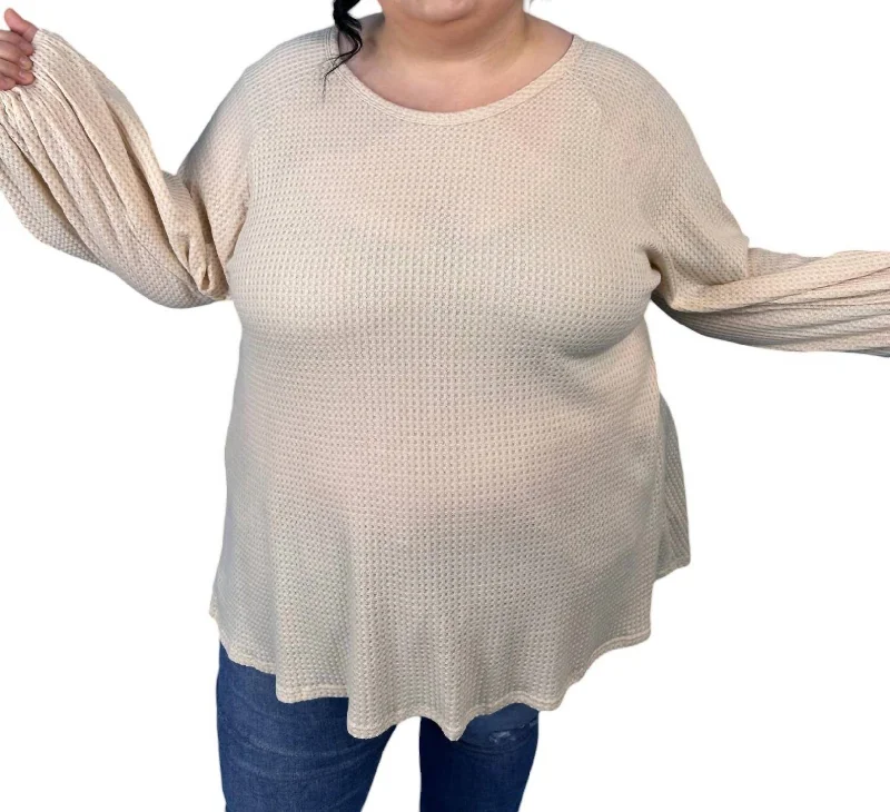 Price Break Waffle Knit Top In Cream