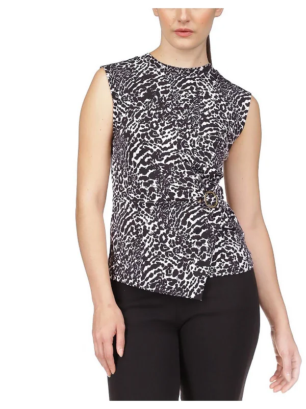 Get It Before It’s Gone Womens Animal Print Gathered Shell